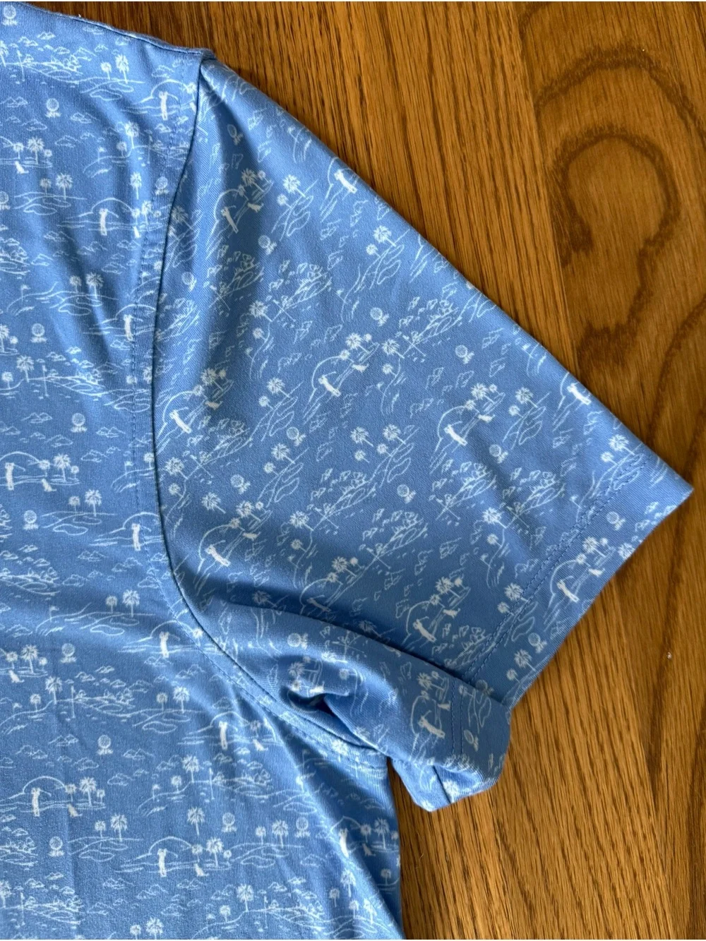 J. Crew Light Blue Tropical Print Performance Polo